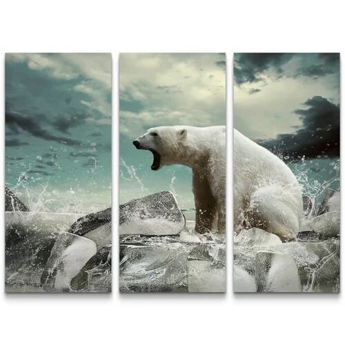 East Urban Home Polar Bear Hunting on Rocks in the Water Photographic Art Print Multi-Piece Image on Canvas East Urban Home  - Size: Mini (Under 40cm High)