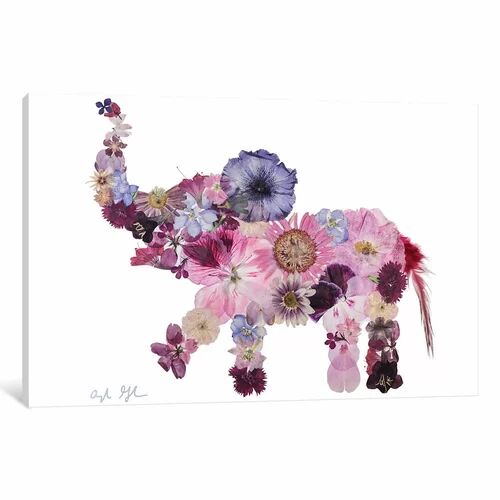 East Urban Home 'Elephant-Evelyn' Print on Wrapped Canvas East Urban Home Size: 45.72cm H x 66.04cm W x 3.81cm D  - Size: 101.6cm H x 66.04cm W x 1.91cm D