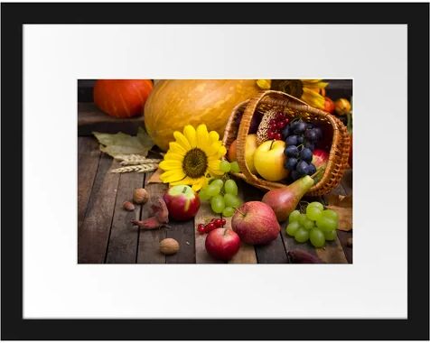 East Urban Home Autumnal Fruit Basket Framed Photographic Print East Urban Home Size: 30cm H x 38cm W  - Size: 60cm H x 80cm W