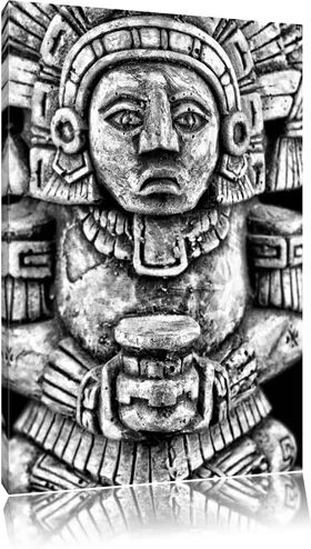 East Urban Home Mayan Sculpture Photographic Print on Canvas in Monochrome East Urban Home Size: 80 cm H x 120 cm W  - Size: 60cm H x 40cm W