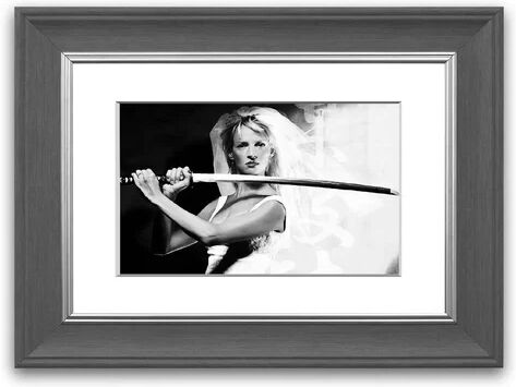 East Urban Home 'Kill Bill The Bride' Framed Photographic Print East Urban Home Size: 93 cm H x 70 cm W, Frame Options: Grey  - Size: 93 cm H x 126 cm W