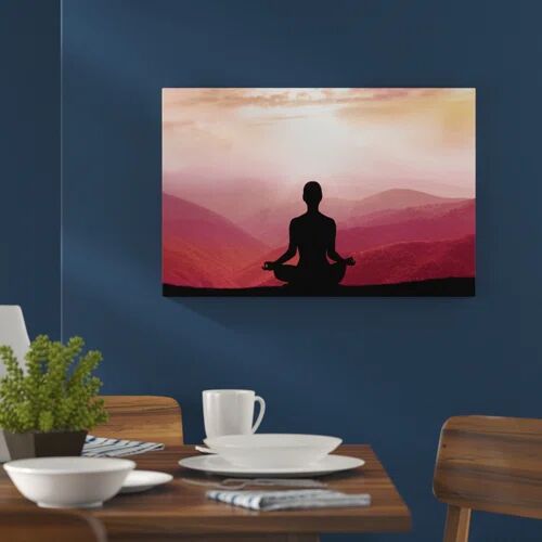 East Urban Home Meditating Man in the Mountains Wall Art on Canvas East Urban Home Size: 70cm H x 100cm W  - Size: 60cm H x 80cm W