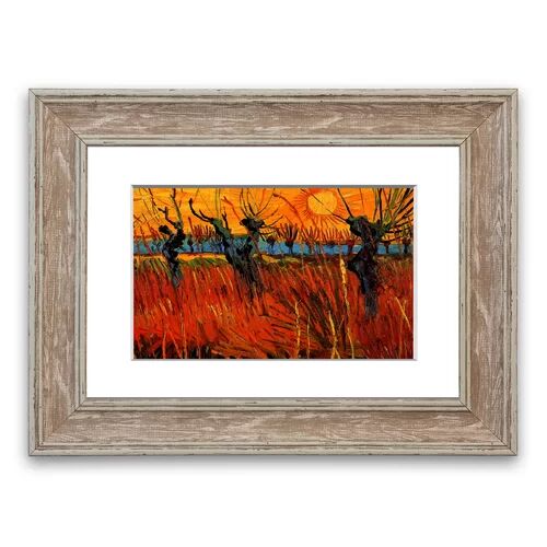 East Urban Home 'Willows At Sunset By Van Gogh Cornwall' Framed Photographic Print East Urban Home Size: 50 cm H x 70 cm W, Frame Options: Walnut Washed  - Size: 93 cm H x 126 cm W