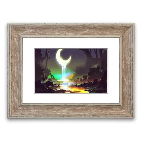 East Urban Home 'Lava Moon Melting into the River Cornwall Bedroom' Framed Photographic Print East Urban Home Size: 93 cm H x 70 cm W, Frame Options: Walnut  - Size: 50 cm H x 70 cm W