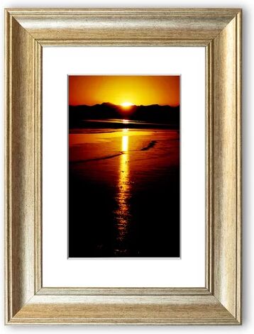 East Urban Home 'Glistering Golden Ocean Cornwall' Framed Photographic Print East Urban Home Size: 126 cm H x 93 cm W, Frame Options: Silver  - Size: 70 cm H x 93 cm W