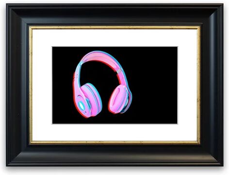 East Urban Home 'Funky Pink Headphones Cornwall Daughter' Framed Photographic Print East Urban Home Size: 50 cm H x 70 cm W, Frame Options: Grey  - Size: 70cm H x 93cm W x 1cm D