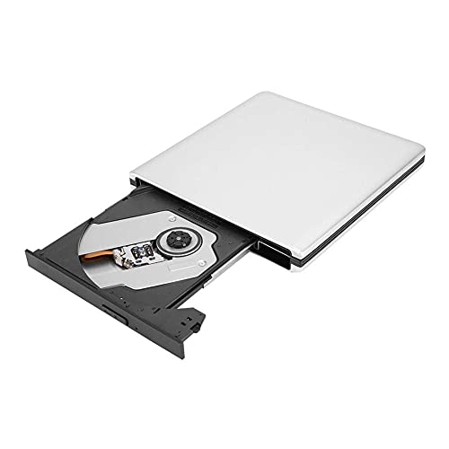 ASHATA Blu-ray brander USB 3.0 externe brander, draagbare USB 3.0 3D externe Blu-Ray brander Burner, aluminium High Speed Slim Blueray Rome 3D drive BD DVD CD voor desktop/notebook zilver