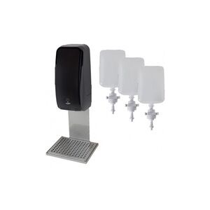 Blanc HYGIENIC SET: Desinfektionsspender SENSOR Cosmos (berührungslos) +3x1L Händedesinfektion+Edelstahlhalterung mit Auffangschale Wandmontage : Farbe - Schwarz