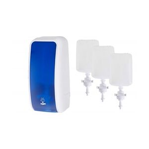 Blanc HYGIENIC SET: Schaumseifenspender SENSOR, berührungslos Blanc Cosmos versch. Farben+3x 1-Liter Schaumseife mild - PRODUKTSET : Farbe - Blau / Weiß