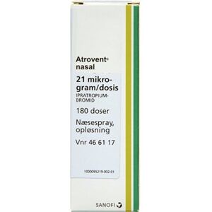 Orifarm Atrovent Nasal 21 mikrogram/dosis (Håndkøb, apoteksforbeholdt) 180 dosis Næsespray, opløsning - Næsespray Allergi