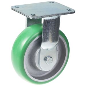 Parnells 160mm fixed castor with green convex elastic polyurethane on cast iron centre wh