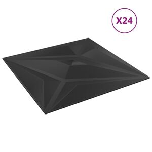 vidaXL vægpaneler 24 stk. 50x50 cm 6 m² XPS stjerne sort