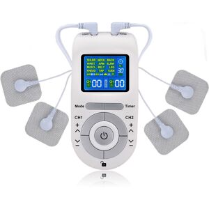 INF TENS EMS Massageapparat muskelstimulator til smertelindring 12 tilstande 20 niveauer Hvid