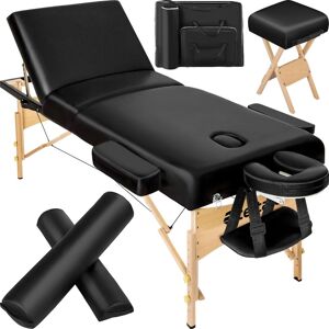 TecTake Massagebriks med 3 zoner 10cm polstring + ruller + træstel - sort