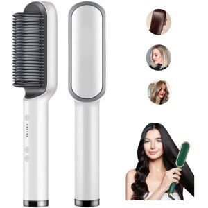 My Store 2 In 1 Hair Straightener Brush And Curler Negative Ion Hair Straightener Styling Comb(White)