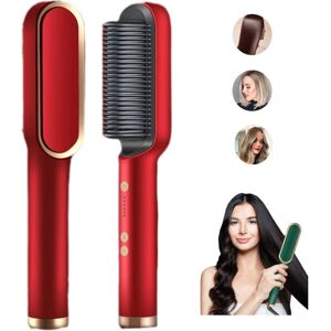 My Store 2 In 1 Hair Straightener Brush And Curler Negative Ion Hair Straightener Styling Comb(Red)