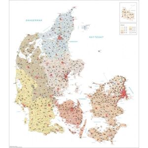 No-Name Lamineret Danmark Postnummerkort