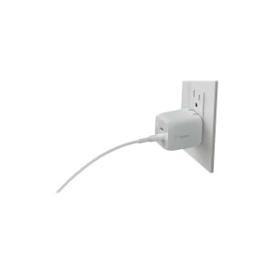 Belkin Components Belkin BoostCharge Pro GaN - Strømforsyningsadapter - PPS og GaN-teknologi - 45 Watt - Fast Charge, PD 3.0 - 2 output-stikforbindelser (2 x USB-C) - hvid