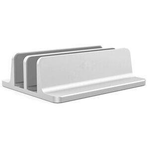 Vertikal Dual Aluminum Laptop Stand - Justerbar - Sølv