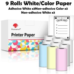 Termisk Papir Til T02 - Hvid/farvet - 9 Ruller
