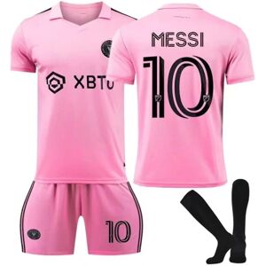 Messi NO.10 Miami International hjemmetrøje pink fodboldtrøje voksensæt børnesæt 28(150-155cm)