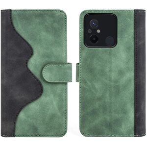 Generic To-farvet Xiaomi Redmi 12C læderetui - Grøn Green