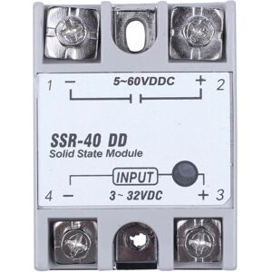 Enkeltfaset solid state relæ Dc-dc Ssr-40dd 40a Dc3-32v Dc5-60v Hvid+sølv