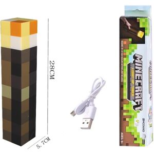 LEIGELE Minecraft Brownstone Torch - 11 tommer LED-natlys - USB C