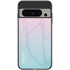 SKALO Google Pixel 8 Pro Gradient Hærdet glas TPU Cover - Pink Pink