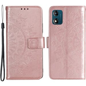 SKALO Motorola Moto E13 4G Mandala Flip Cover - Rosa guld Pink gold