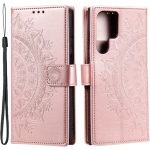 SKALO Samsung S24 Ultra Mandala Flip Cover - Rosa guld Pink gold