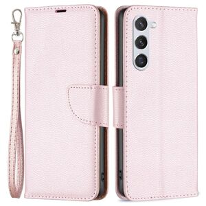SKALO Samsung S24 Litchi Flip Cover - Rosa guld Pink gold