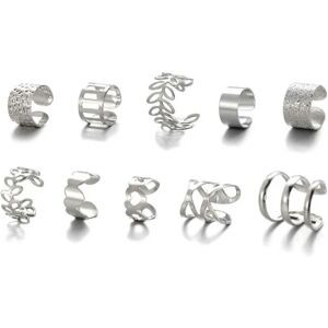 Megabilligt Fake Helix Piercing 10-Pack Earring Ear manchet uden hulsølv sølv