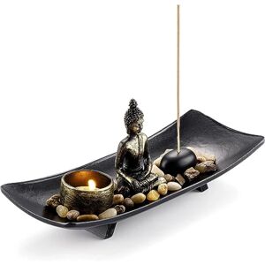 GGNO 1 stk. Lysestage Zen Buddha Siddende Yoga Meditation Røgelse