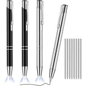 YIXI 4 stykker lysende spids pen metal kuglepen med lysende led belyst pen sort ind