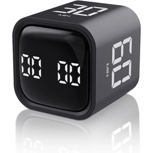 brand Cube Timer - Rotationstimer med tilpasset nedtælling - Lydløs, vibrerende og justerbar lydalarm - Perfekt til opgaver, arbejde, studie og køkken White
