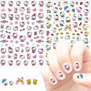 Sødt tegneserie nail art 3d Hello-kitty Nail art Selvklæbende negleklistermærke Anime Kawaii Designer negleklistermærker til piger Børn Kvinder Mani