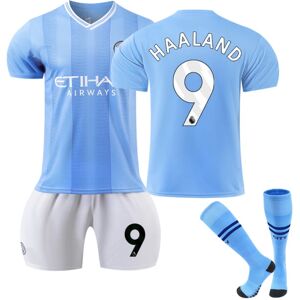 2023-2024 Manchester City Home Kids Football Kit No.9 Haaland Goodies 4-5years