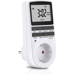 AIZHENCHEN 1 x digitalt timer-ur Timer-stik Digitalt stik med stort LCD-display og 10 x programmerbare programmer og tilfældig tyverisikring digital timer