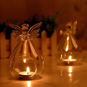 Jettbuying 2 stk.Angel Glas fyrfadslys Lysestage Hjem Festindretning Candl Transparent 2pcs