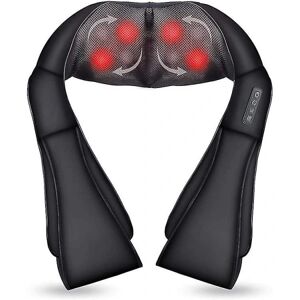 FMYSJ Shiatsu nakke og ryg massager med beroligende varme, elektrisk dybt væv 3d ælte massagepude (FMY) Black