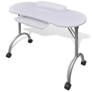 vidaXL manicurebord med hjul sammenfoldelig hvid