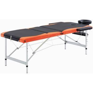 vidaXL foldbart massagebord 3 zoner aluminium sort og orange