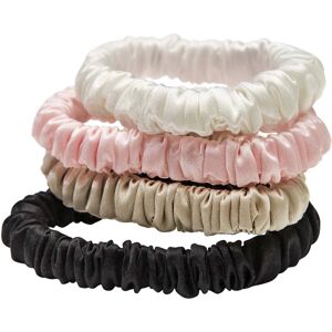 Lenoites Mulberry Silk Skinny Scrunchies, White, Pink, Beige, Black