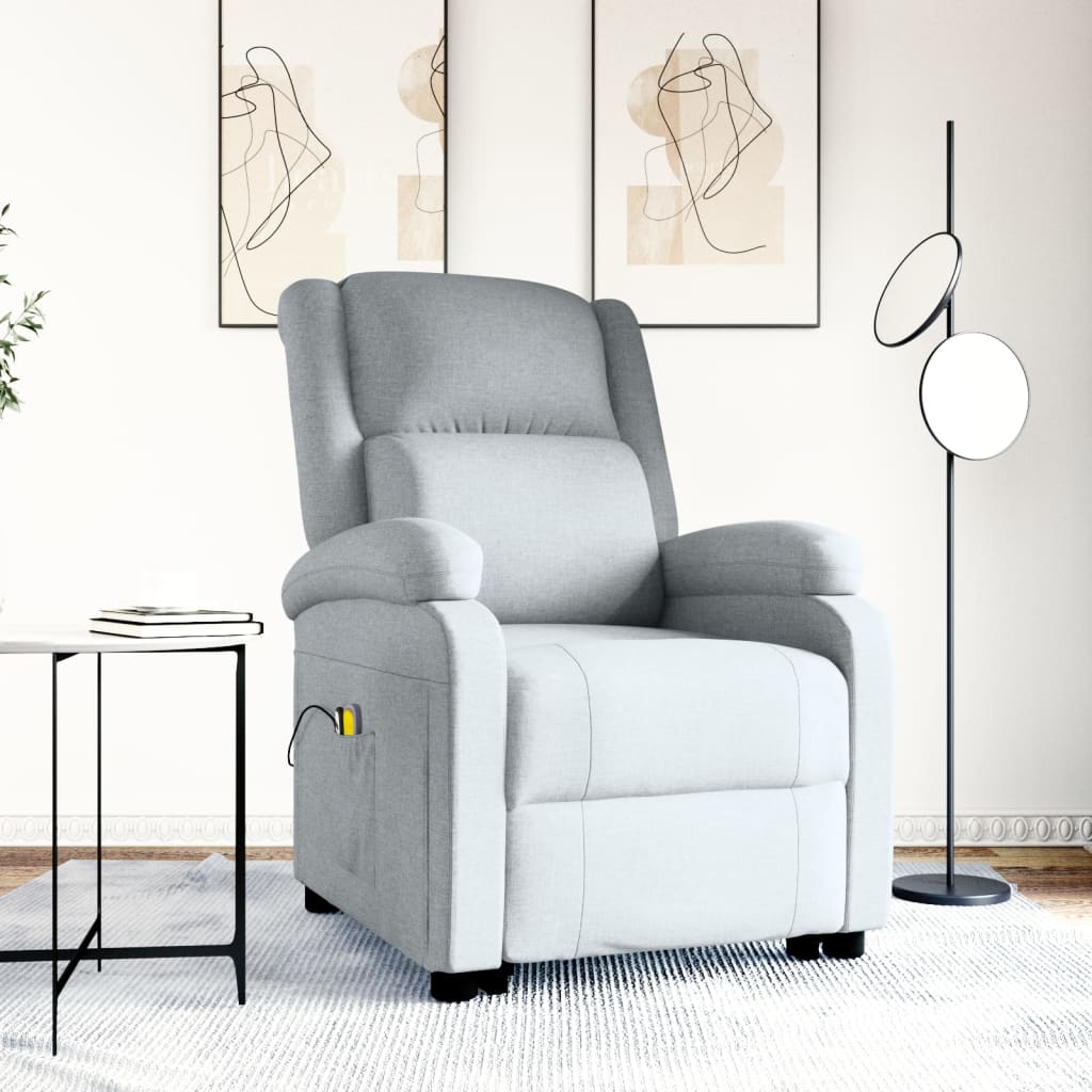 vidaXL Sillón de masaje elevable tela gris claro