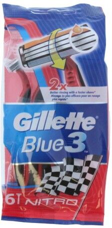 Gillette Blue3 kertak&auml;ytt&ouml;iset partah&ouml;yl&auml;t Nitro 6 kpl Kertak&auml;ytt&ouml;iset partah&ouml;yl&auml;t