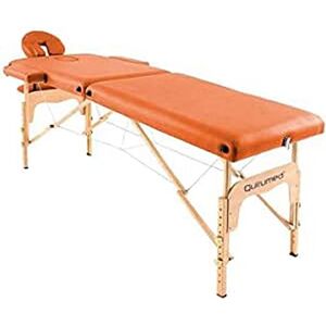 QUIRUMED Table de Massage Pliable en Bois Easy, Couleur Orange, 186 x 66 cm, Table de Massage, Massage physiothérapie, Similicuir tête articulée, Hauteur réglable, 2 Corps - Publicité