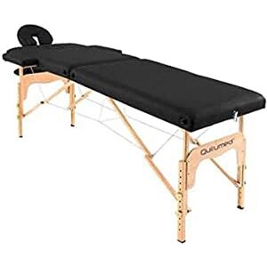 QUIRUMED Table de Massage Pliable en Bois Easy, Couleur Noire, 186 x 66 cm, Table de Massage, Massage physiothérapie, Similicuir tête articulée, Hauteur réglable, 2 Corps - Publicité