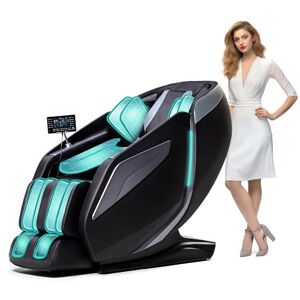 HealthRelife Fauteuil de Massage pour Tout Le Corps Chaise de Massage Intelligente Zero Gravity Mains robotiques 3D avec Rail SL Fauteuil de Relaxation Bluetooth (Nior) - Publicité