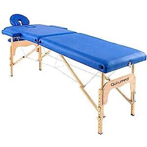 QUIRUMED Table de Massage Pliable en Bois Easy, Couleur Bleue, 186 x 66 cm, Table de Massage, Massage physiothérapie, Similicuir tête articulée, Hauteur réglable, 2 Corps - Publicité